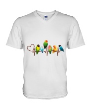 Parrot heart beat V-Neck T-Shirt tile
