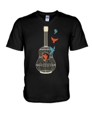 Bird and music V-Neck T-Shirt tile
