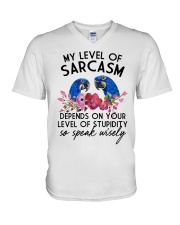 My level of sarcam V-Neck T-Shirt tile