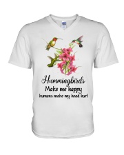 Humming birds make me happy V-Neck T-Shirt tile