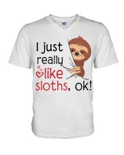 I just really like sloths V-Neck T-Shirt tile