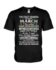 This Crazy Grandma Was Born In March V-Neck T-Shirt tile