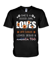 She's Good Girl Loves Her Mama Loves Jesus V-Neck T-Shirt tile