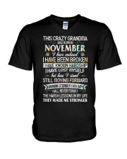 This Crazy Grandma Was Born In November V-Neck T-Shirt tile