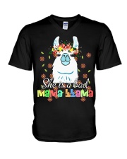 She Is A Bad Mama Llama V-Neck T-Shirt tile