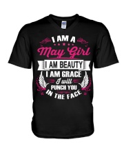 May Girl Will Punch You In The Face V-Neck T-Shirt thumbnail