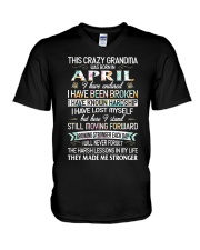 This Crazy Grandma Was Born In April V-Neck T-Shirt tile