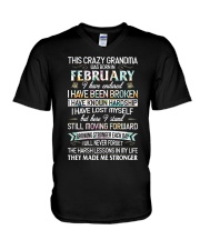 This Crazy Grandma Was Born In February V-Neck T-Shirt tile