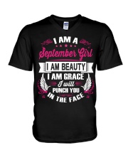 September Girl Will Punch You In The Face V-Neck T-Shirt thumbnail