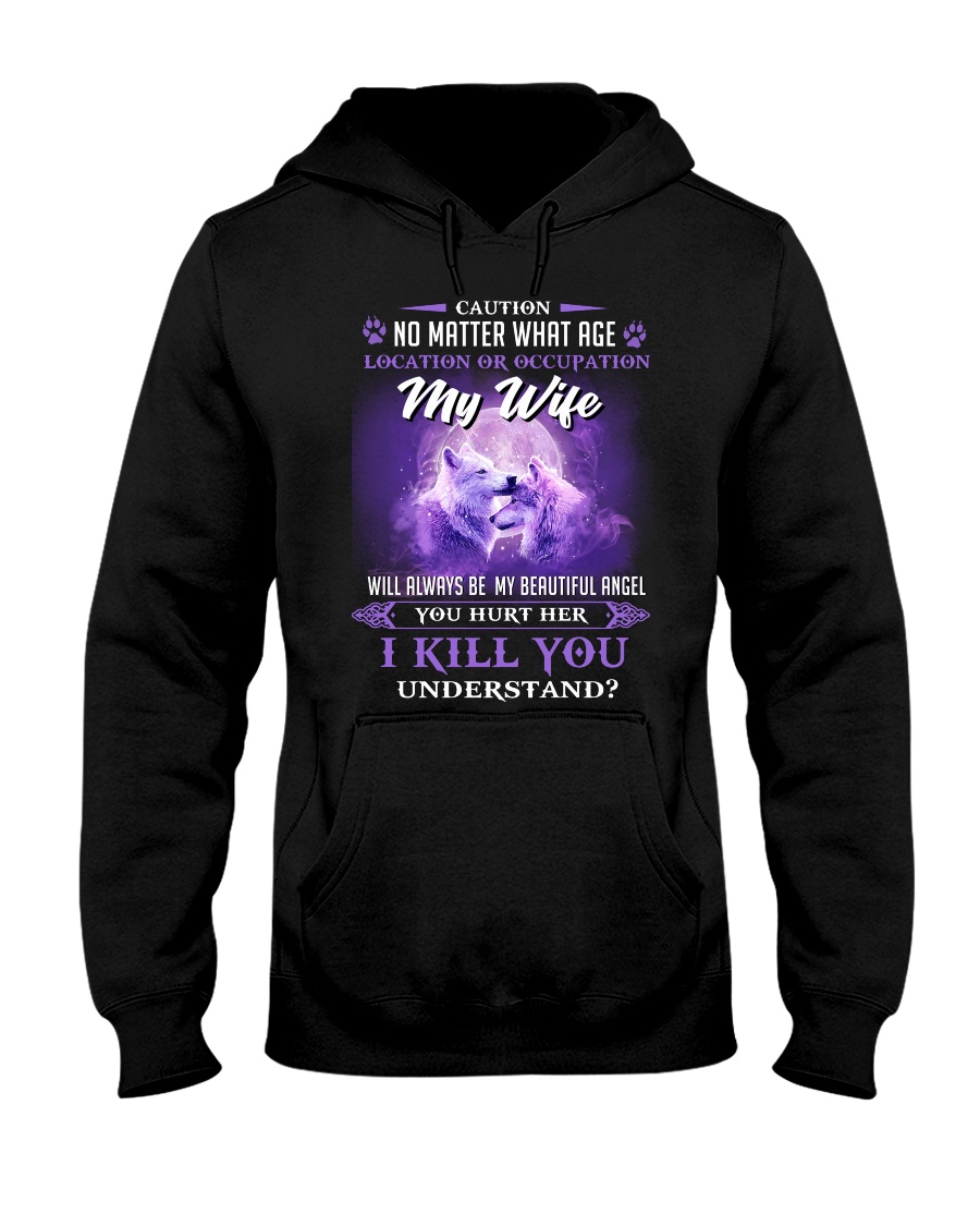 My Wife Will Always Be My Beautiful Angel Wolf Hooded Sweatshirt