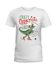 Crazy Christmas Lady Dinosaur Ladies T-Shirt thumbnail
