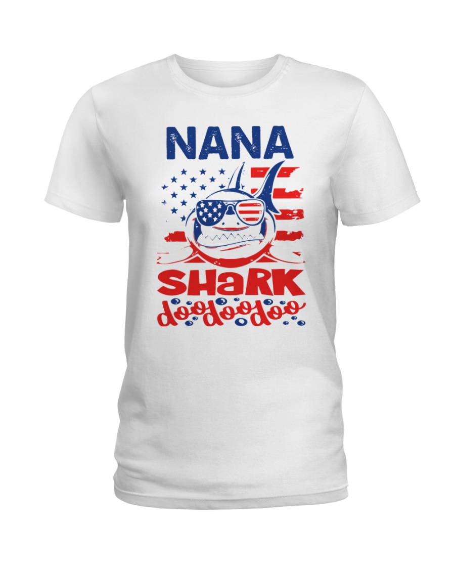 Nana Shark 4th of July Funny Gift Ladies T-Shirt