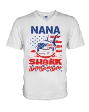 Nana Shark 4th of July Funny Gift V-Neck T-Shirt thumbnail