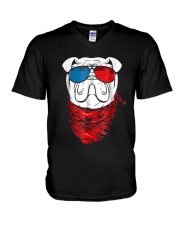 English Bulldog Led T Shirt Sound Activated Glow L V-Neck T-Shirt thumbnail