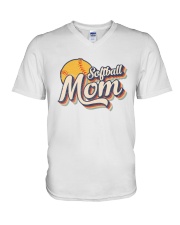 SOFTBALL MOM 70s RETRO V-Neck T-Shirt tile
