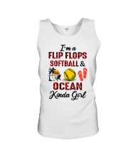 I'M FLIP FLOPS SOFTBALL AND OCEAN KIND OF GIRL Unisex Tank tile
