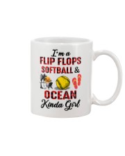 I'M FLIP FLOPS SOFTBALL AND OCEAN KIND OF GIRL Mug tile