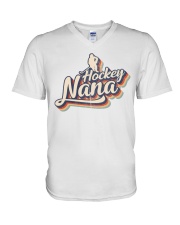 HOCKEY NANA 70s RETRO V-Neck T-Shirt tile