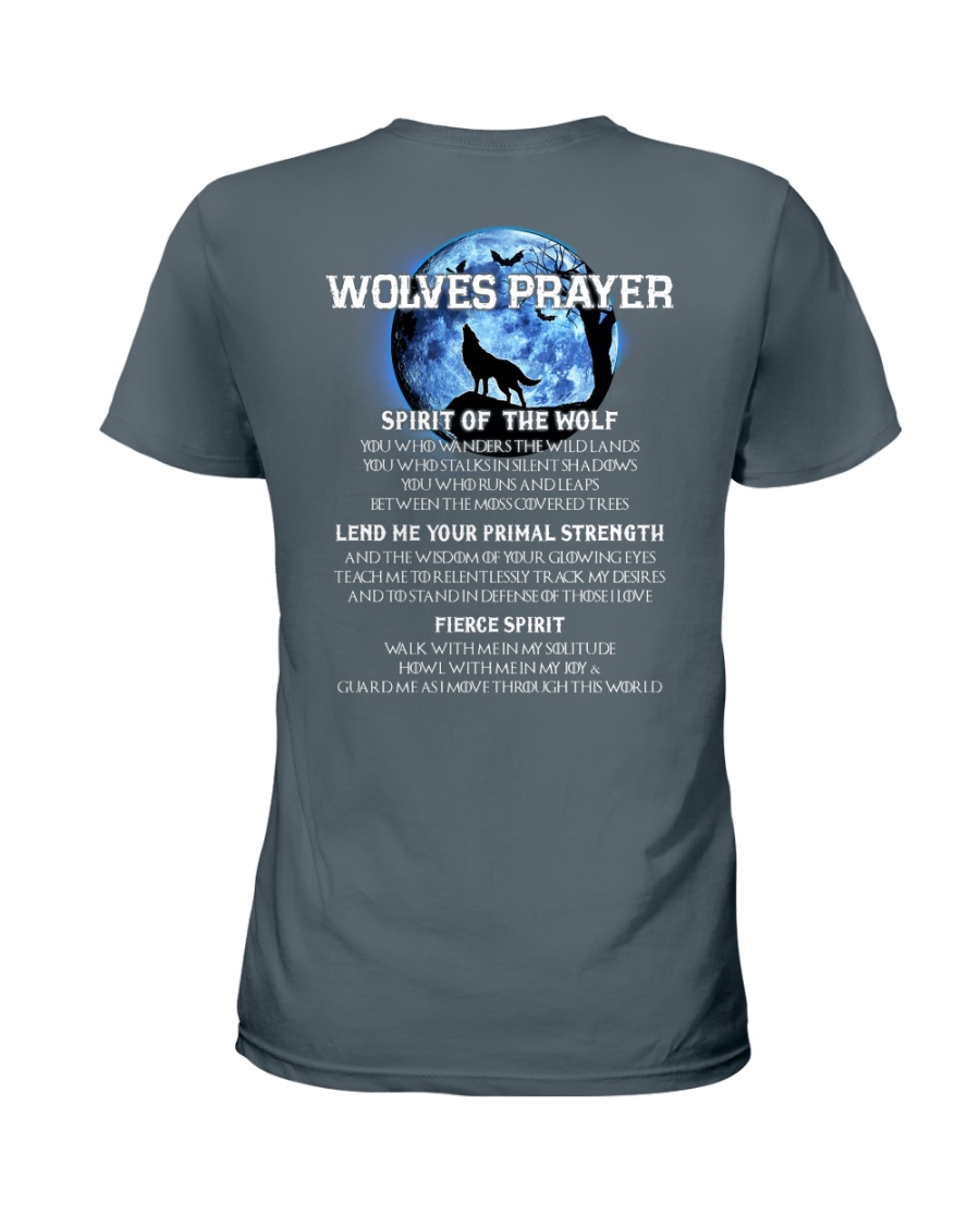 Vikings Wolves Prayer With Blue Moon Shirt Ladies T-Shirt