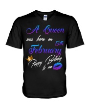 February Birthday 5th V-Neck T-Shirt tile