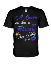February Birthday 6th V-Neck T-Shirt tile