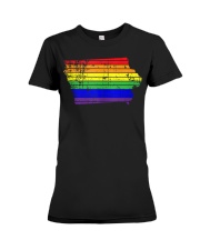 Distressed State of Iowa LGBT Rainbow Gay Pride Premium Fit Ladies Tee thumbnail