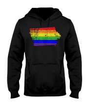 Distressed State of Iowa LGBT Rainbow Gay Pride Hooded Sweatshirt thumbnail