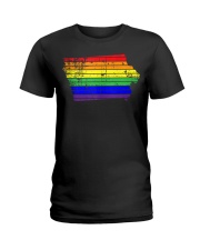 Distressed State of Iowa LGBT Rainbow Gay Pride Ladies T-Shirt thumbnail