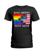 Make America Pride Again Flag Pride LGBT Gift Tee Ladies T-Shirt thumbnail