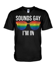 Sounds Gay I'm In Funny Gay Shirts LGBT Rainbow V-Neck T-Shirt thumbnail