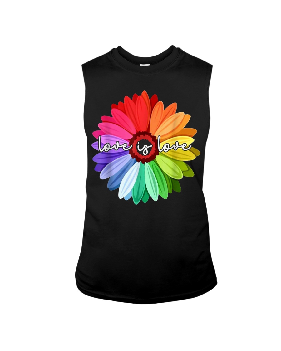 LGBT Pride Love Is Love Daisy Rainbow T-Shirt Sleeveless Tee