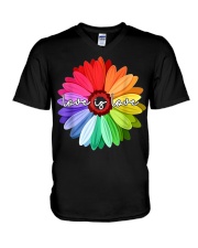 LGBT Pride Love Is Love Daisy Rainbow T-Shirt V-Neck T-Shirt thumbnail