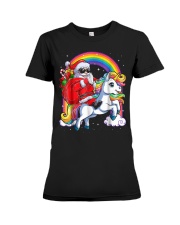 Unicorn Christmas Shirt Girls Santa Kids Women Premium Fit Ladies Tee thumbnail