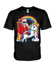 Unicorn Christmas Shirt Girls Santa Kids Women V-Neck T-Shirt thumbnail