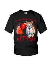 We All Meow Down Here Clown Cat Kitten Halloween Youth T-Shirt thumbnail