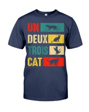 Un Deux Trois Cat Joke Vintage Cat Lover Premium Fit Mens Tee thumbnail