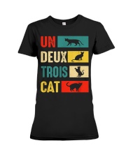 Un Deux Trois Cat Joke Vintage Cat Lover Premium Fit Ladies Tee thumbnail