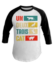 Un Deux Trois Cat Joke Vintage Cat Lover Baseball Tee thumbnail