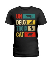 Un Deux Trois Cat Joke Vintage Cat Lover Ladies T-Shirt thumbnail