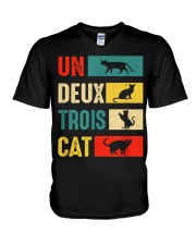 Un Deux Trois Cat Joke Vintage Cat Lover V-Neck T-Shirt thumbnail