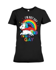 LGBT Pride Rainbow Unicorn Shirt I'm Not Gay Premium Fit Ladies Tee thumbnail