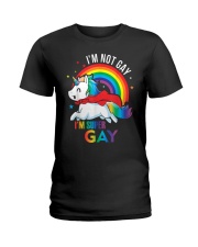 LGBT Pride Rainbow Unicorn Shirt I'm Not Gay Ladies T-Shirt thumbnail