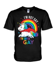LGBT Pride Rainbow Unicorn Shirt I'm Not Gay V-Neck T-Shirt thumbnail