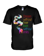 Dream Without Fear Love Without Limits Elephant V-Neck T-Shirt thumbnail