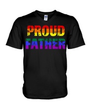Mens Gay Pride Shirt Proud Father LGBT parent Tee V-Neck T-Shirt thumbnail