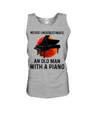 Never Underestimate An Old Man With A Piano Unisex Tank tile