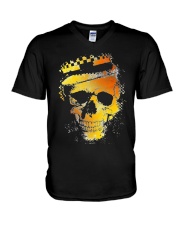 Taxi Skull Driver V-Neck T-Shirt tile