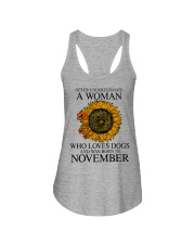 A Woman Who Loves Dogs And Was Born In November Ladies Flowy Tank tile