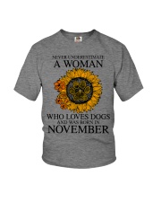 A Woman Who Loves Dogs And Was Born In November Youth T-Shirt tile
