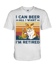 I Can Beer - All I Want - I'm Retired V-Neck T-Shirt tile